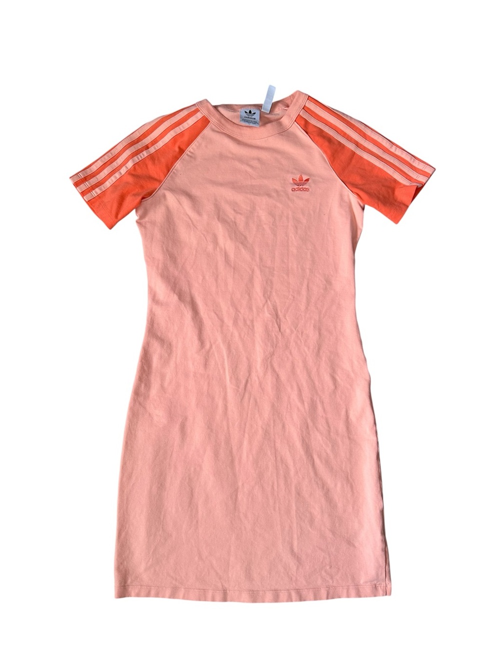 Adidas Originals Dress 3 Stripes Orange Peach Trefoil Logo Sz S